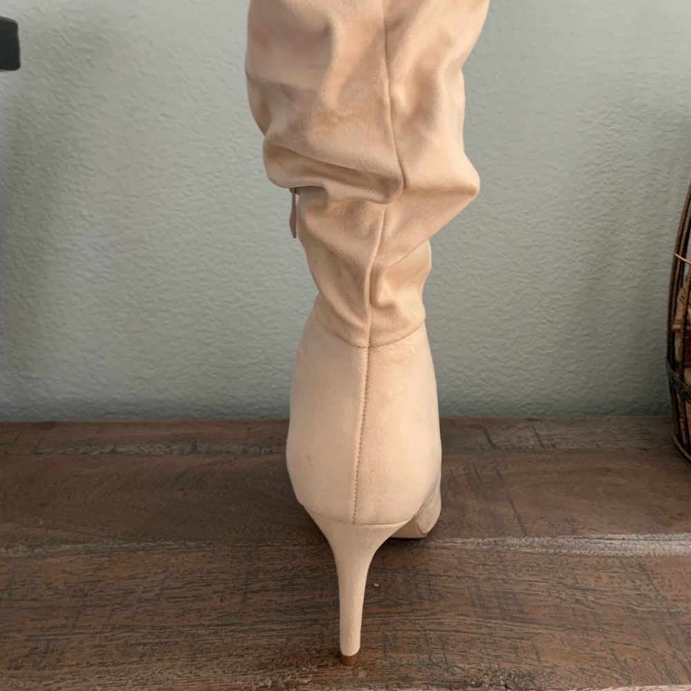 New womens sexy knee high suede side zip pointed heeled boots sz 8.